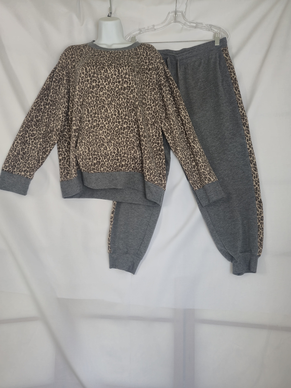 Splendid Leopard Print and Gray Two-Piece Pajama Set